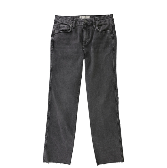 Free People Clean Girlfriend Straight Frayed Hem Cropped Jeans Size 29